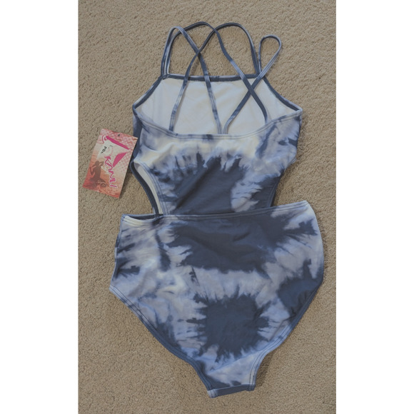 New Kanu Surf girls sz 12 One Piece Swimsuit Beach Girl blue blue white 3156 - Picture 2 of 4